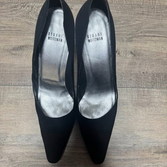 Stuart Weitzman Black  Lady Peau de Soie Satin Pumps Women's Size 9 - Picture 2 of 6